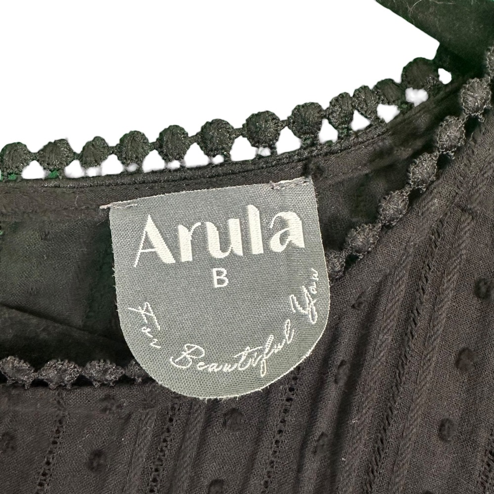 Arula Swiss Dot Tiered Babydoll Dress Tunic Black Sleeveless‎ Lined 2X Plus B - Picture 7 of 15
